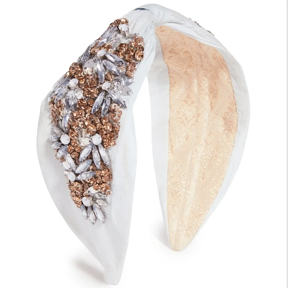 Embellished White and Gold Knotted Headband